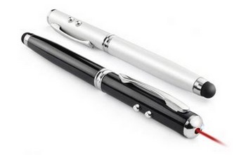 Długopis touch QUATRO z latarką i wskaźnikiem laserowym biały
